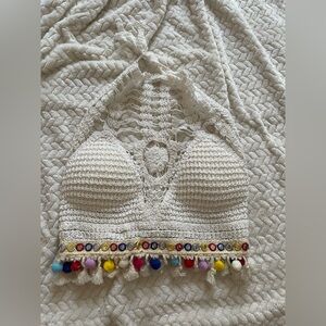 NWOT white crochet halter top